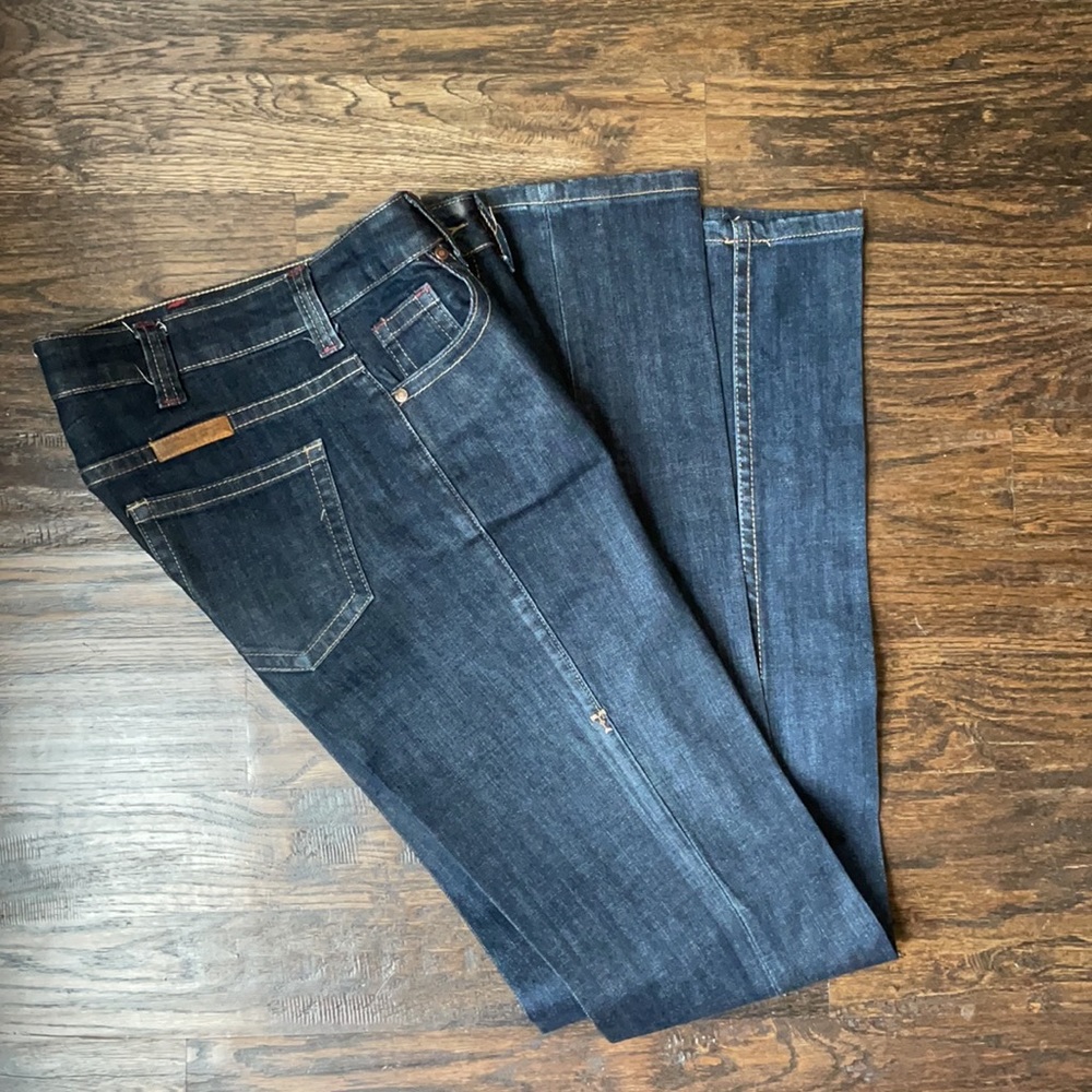 Cowgirl Tuff Women's Dark Wash Boot Cut Jeans - Black/Dark Indigo - Picture 9 of 13